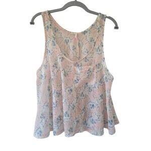 Lelis Pink Floral Lace Peplum Tank Top Y2K Coquette Fairycore S